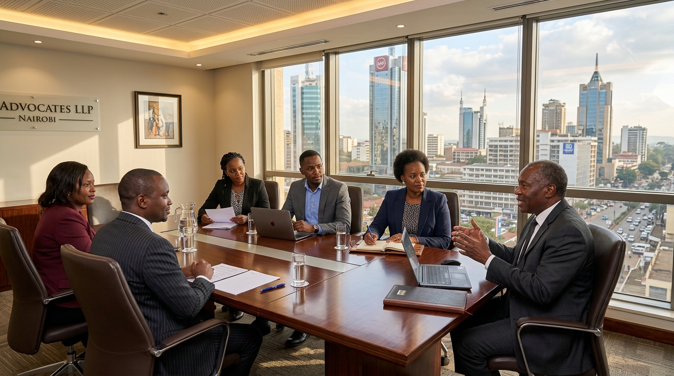 WakiliAfrica lawyers in a meeting at their Nairobi office